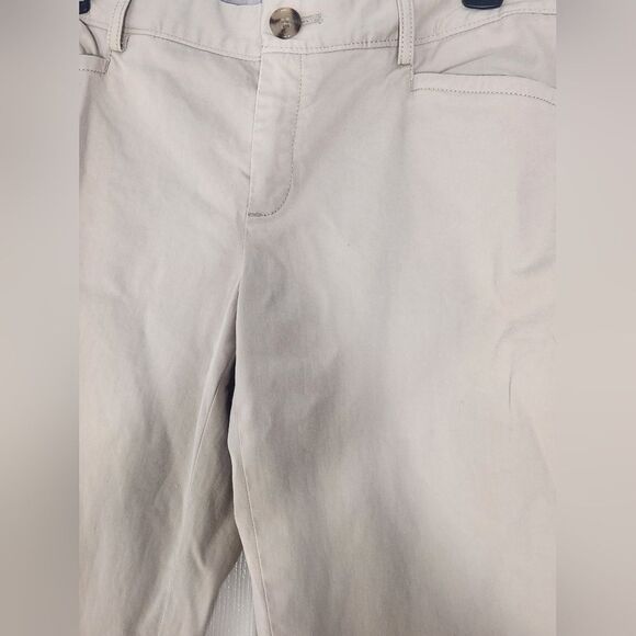 Banana Republic 8P TheLoganFit Full Length Cream Pockets Cotton Zip Women Pants - Picture 4 of 9